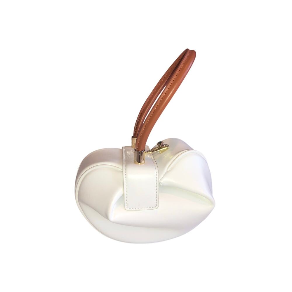 White Dumpling Bag Rheyaa Los Angeles Brown Gold Nina Leather Small